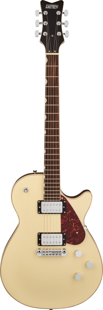 Full frontal of Gretsch Electromatic Jet Vintage White.