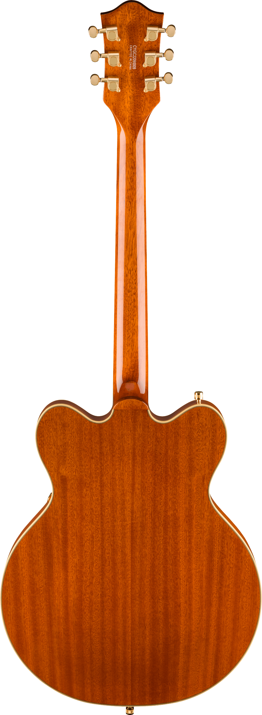 Back of Gretsch Electromatic Pristine LTD Center Block DoubleCut with Bigsby Laurel White Gold.