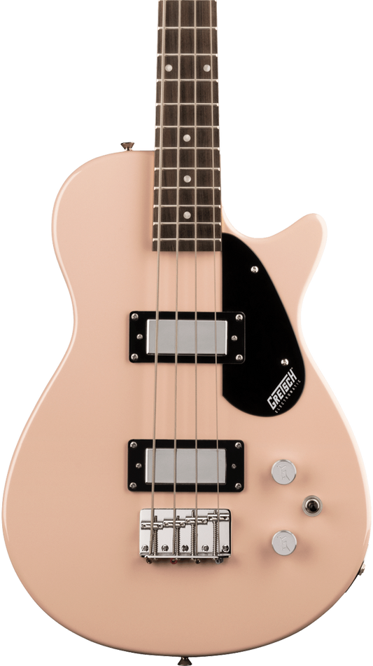 Front of Gretsch G2220 Electromatic Junior Jet Bass II Short-Scale Shell Pink.