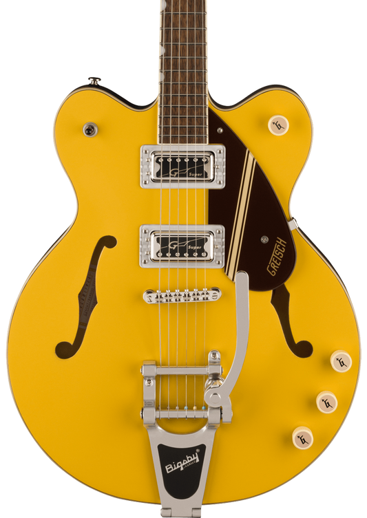 Front of Gretsch G2604T STRML RALLY CB Two-Tone Bamboo Yellow/Copper Metallic.
