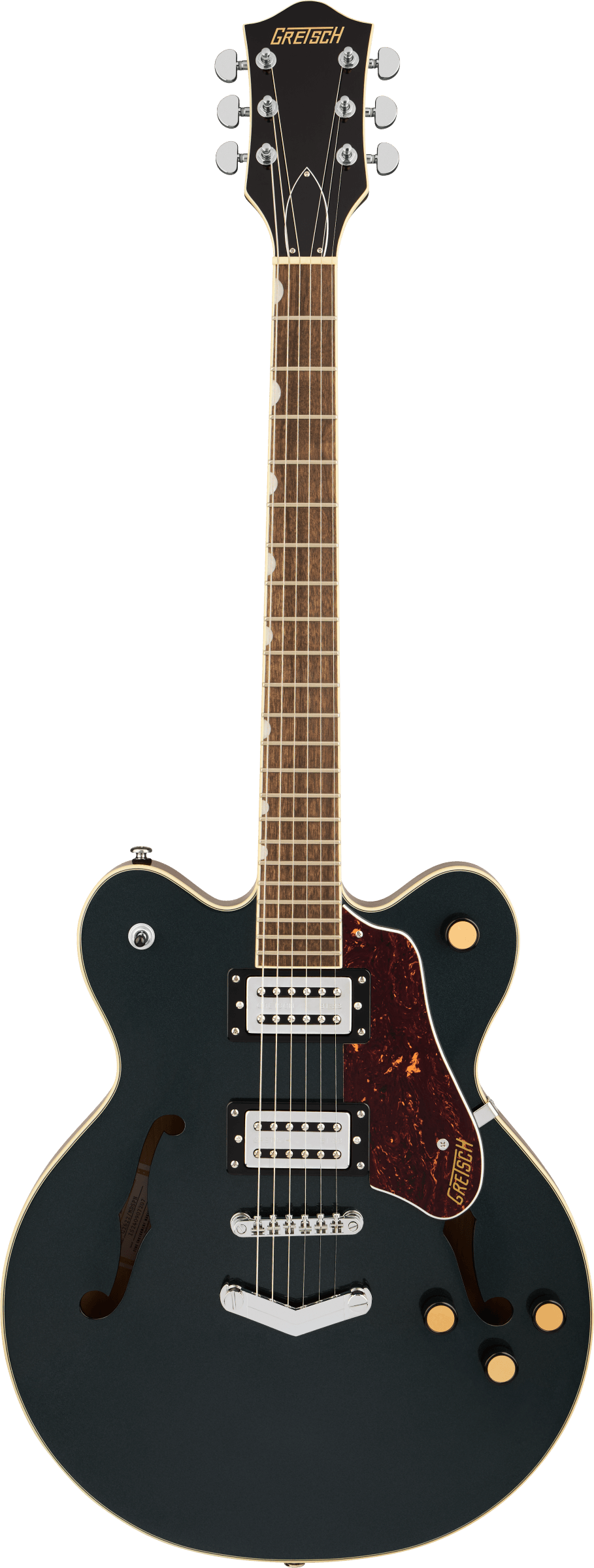 Full frontal of Gretsch G2622 Streamliner Center Block Double-Cut Midnight Sapphire 2 Tone.