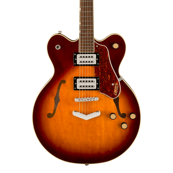 Front of Gretsch G2622 Streamliner Center Block Double-Cut w/V-Stoptail Forge Glow.