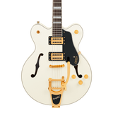 Front of Gretsch G2622TG Streamliner Center Block DoubleCut wBigsby LTD Vintage White.
