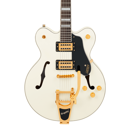 Front of Gretsch G2622TG Streamliner Center Block DoubleCut wBigsby LTD Vintage White.