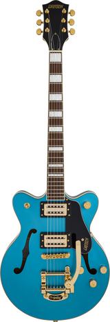 Full frontal of Gretsch G2655TG Streamliner Center Block Jr. Double-Cut Bigsby LTD Riviera Blue.