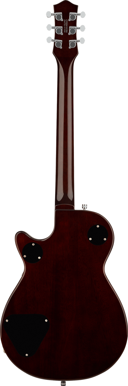 Back of Gretsch G5230T Electromatic Jet Flat Top Dark Cherry Metallic.