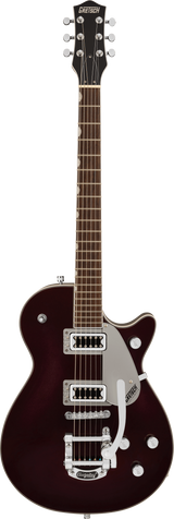 Full frontal of Gretsch G5230T Electromatic Jet Flat Top Dark Cherry Metallic.
