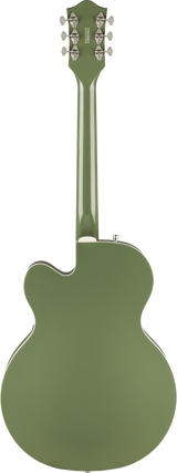 Back of Gretsch G5420T Electromatic Classic Hollow Body SingleCut with Bigsby Laurel TwoTone Anniversary Green.