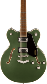 Front of Gretsch G5622 Electromatic Center Block Double Cut with V Stoptail Laurel Olive Metallic.