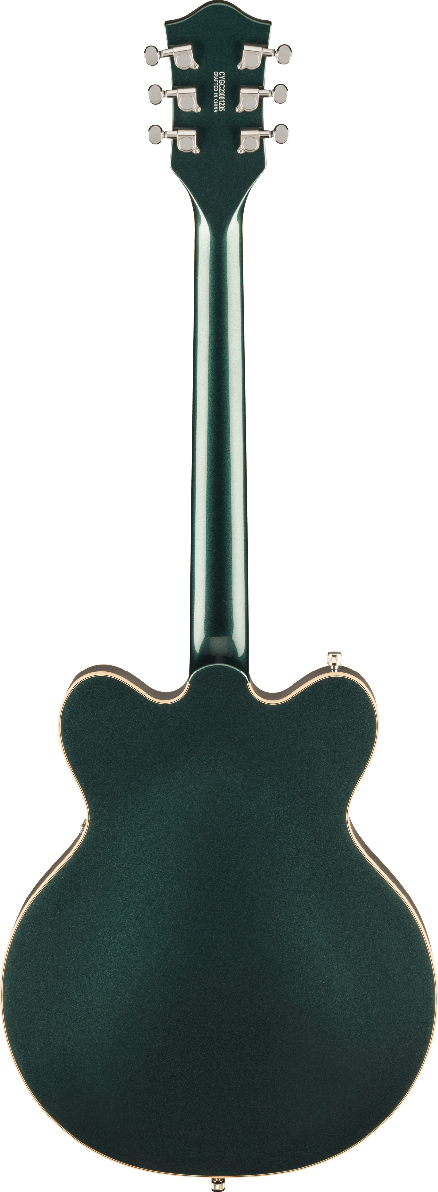 Back of Gretsch G5622T Electromatic Center Block DoubleCut with Bigsby Laurel Cadillac Green.