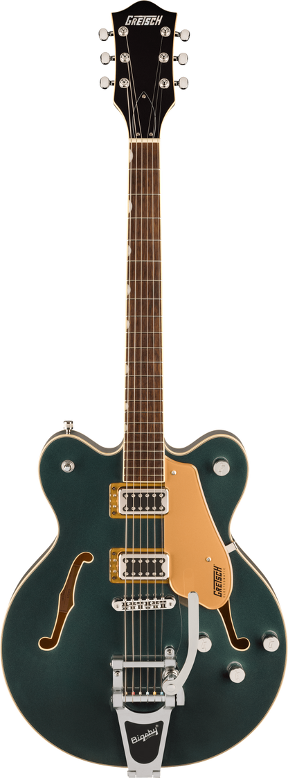 Full frontal of Gretsch G5622T Electromatic Center Block DoubleCut with Bigsby Laurel Cadillac Green.