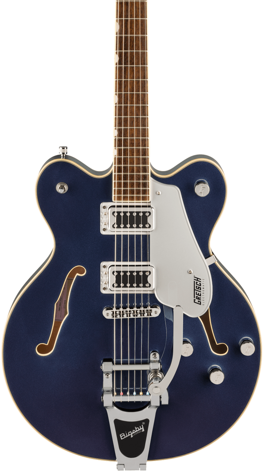 Front of Gretsch G5622T Electromatic Center Block DoubleCut with Bigsby Laurel Midnight Sapphire.