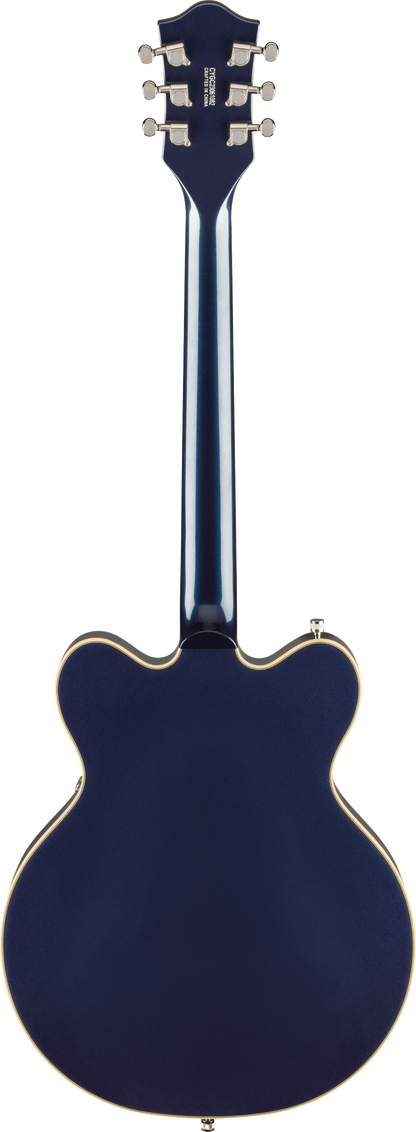 Back of Gretsch G5622T Electromatic Center Block DoubleCut with Bigsby Laurel Midnight Sapphire.