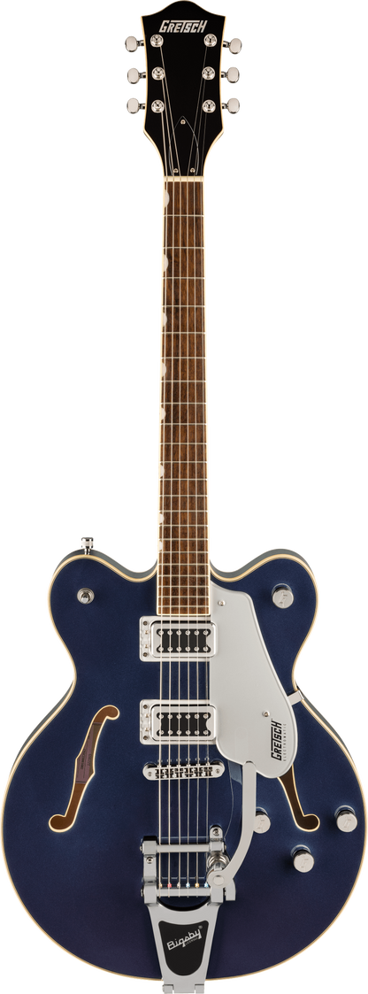 Full frontal of Gretsch G5622T Electromatic Center Block DoubleCut with Bigsby Laurel Midnight Sapphire.