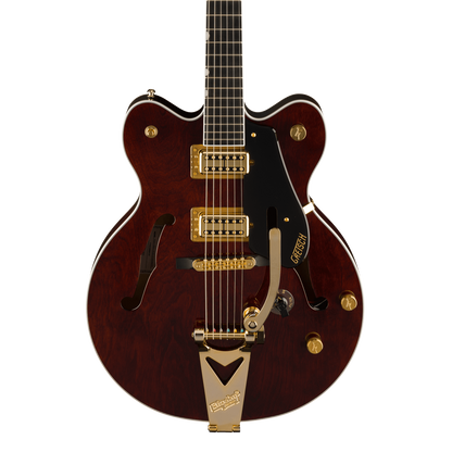 Front of Gretsch Limited Edition Abbey Road Studiomatic Hollow Body wBigsby Gold Hardware EBClassic Walnut Stain.