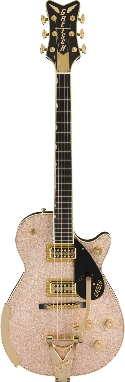 Full frontal of Gretsch Limited Pro Penguin Champagne Sparkle.