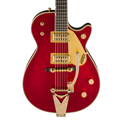 Front of Gretsch Limited Vintage Select 59 Red Sparkle Jet.