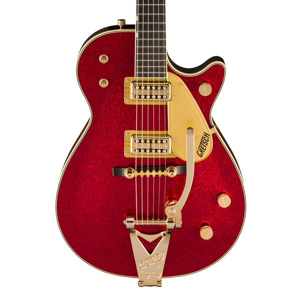 Front of Gretsch Limited Vintage Select 59 Red Sparkle Jet.