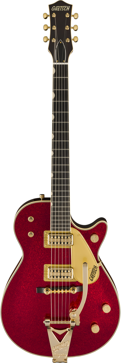 Full frontal of Gretsch Limited Vintage Select 59 Red Sparkle Jet.