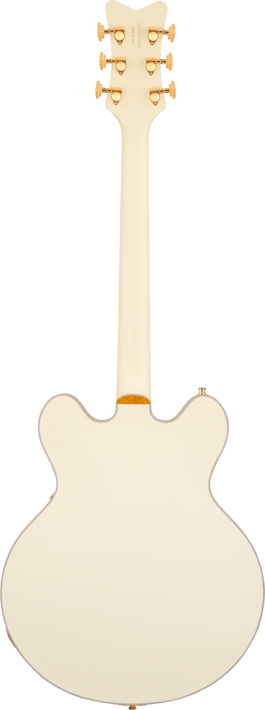 Back of Gretsch PRO Falcon Center Block LTD wString-Thru Bigsby Vintage White.