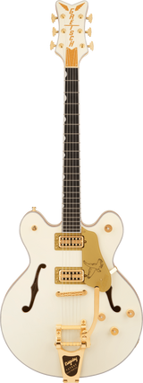 Full frontal of Gretsch PRO Falcon Center Block LTD wString-Thru Bigsby Vintage White.
