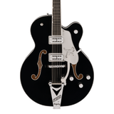 Front of Gretsch Professional Falcon Hollowbody Ebony.