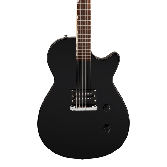 Front of Gretsch Streamliner Jet Club 1PU Jet Black.