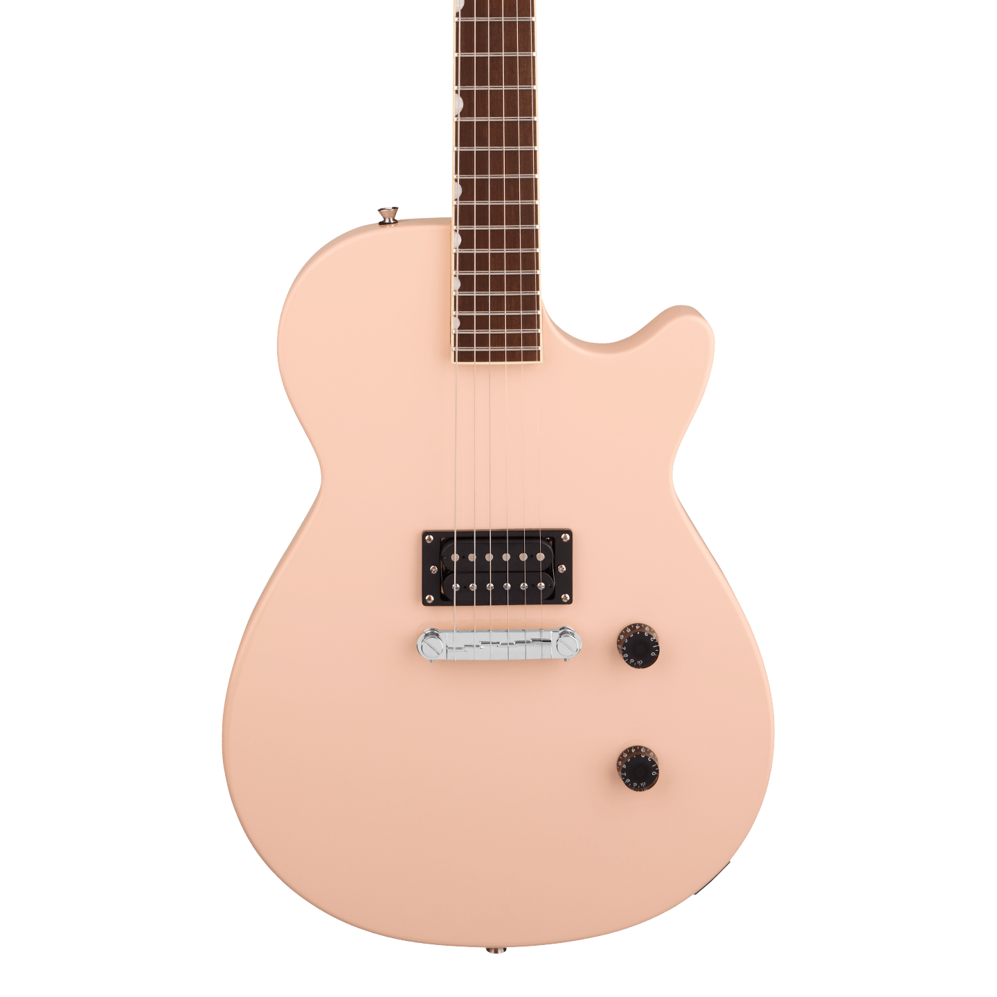 Front of Gretsch Streamliner Jet Club 1PU Shell Pink.