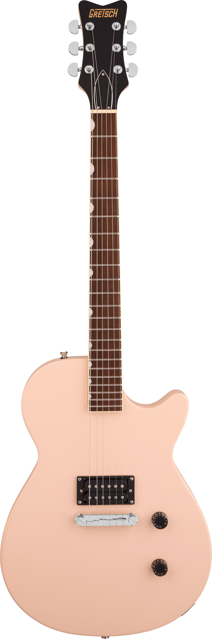 Full frontal of Gretsch Streamliner Jet Club 1PU Shell Pink.