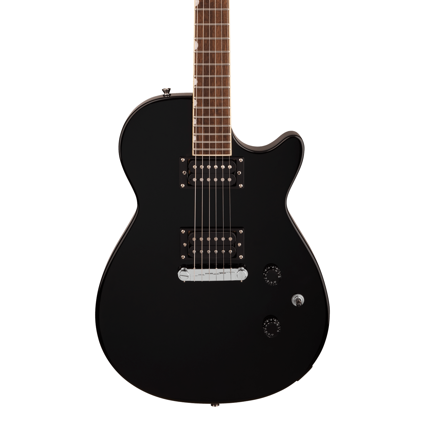Front of Gretsch Streamliner Jet Club Jet Black.