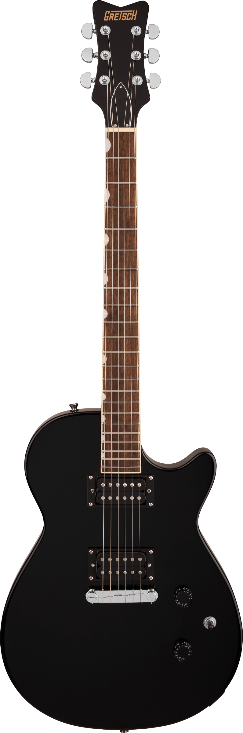 Full frontal of Gretsch Streamliner Jet Club Jet Black.