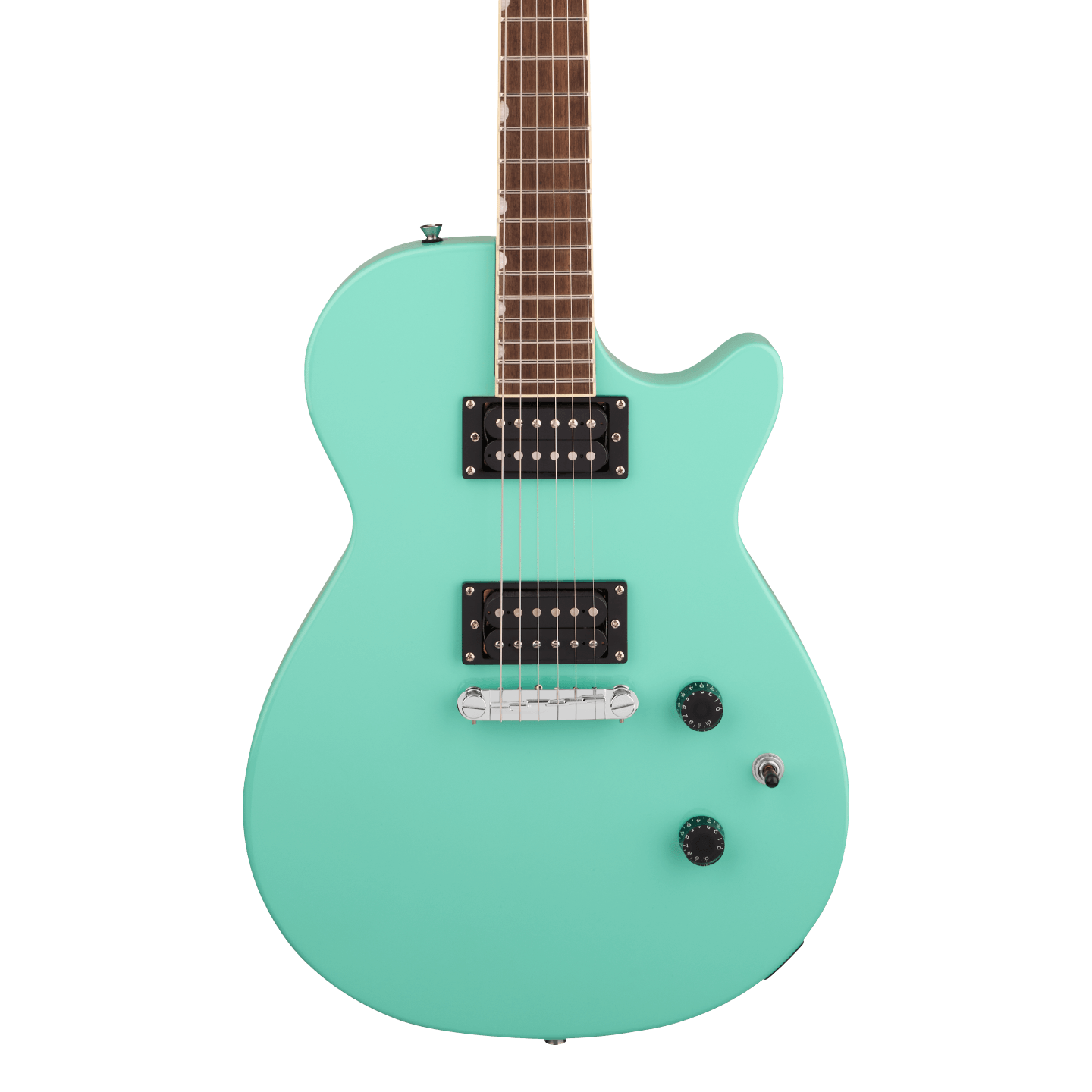 Front of Gretsch Streamliner Jet Club Seafoam Green.