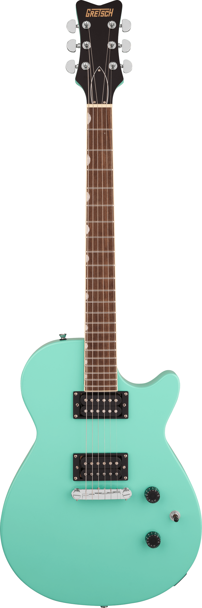 Full frontal of Gretsch Streamliner Jet Club Seafoam Green.