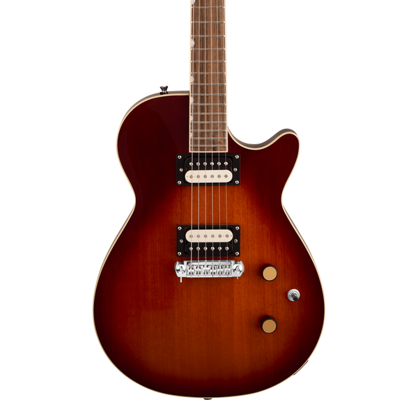 Front of Gretsch Streamliner Jet Duotone Burst.