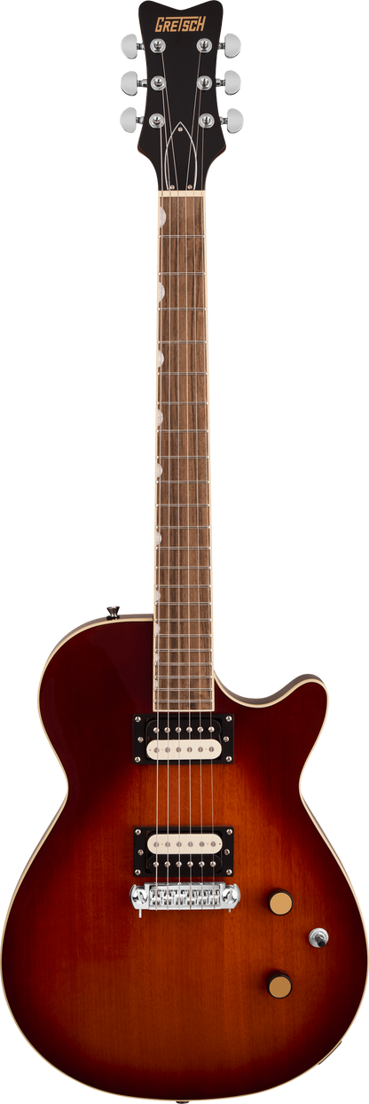 Full frontal of Gretsch Streamliner Jet Duotone Burst.