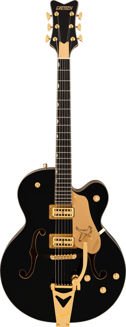Full frontal of Gretsch Synchromatic Falcon Single-Cut w/Bigsby Black.