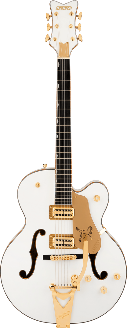Full frontal of Gretsch Synchromatic Falcon Single-Cut w/Bigsby Snowcrest White.