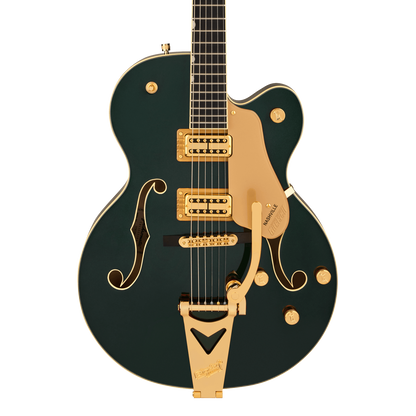 Front of Gretsch Synchromatic Nashville w/Bigsby Cadillac Green.