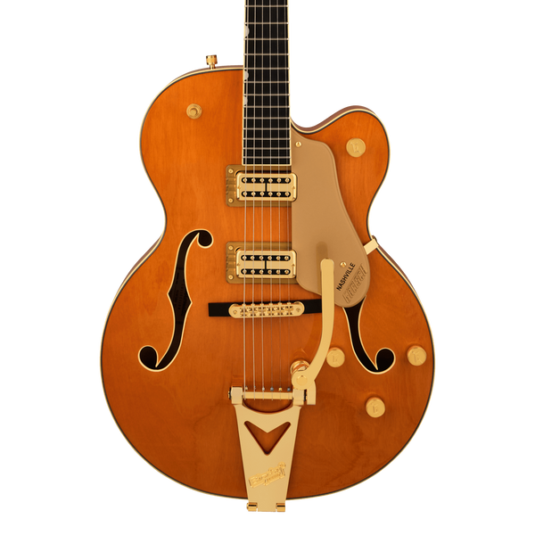 Front of Gretsch Synchromatic Nashville w/Bigsby ‘50s Orange Stain.