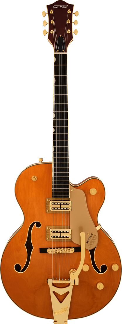 Full frontal of Gretsch Synchromatic Nashville w/Bigsby ‘50s Orange Stain.