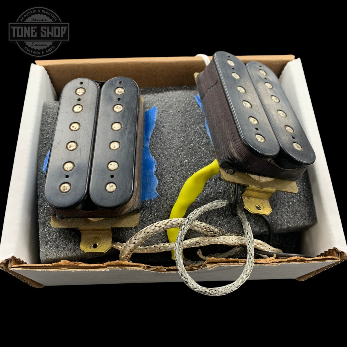 Top of Used 70s DiMarzio Humbucker Set TFW3886 in box.