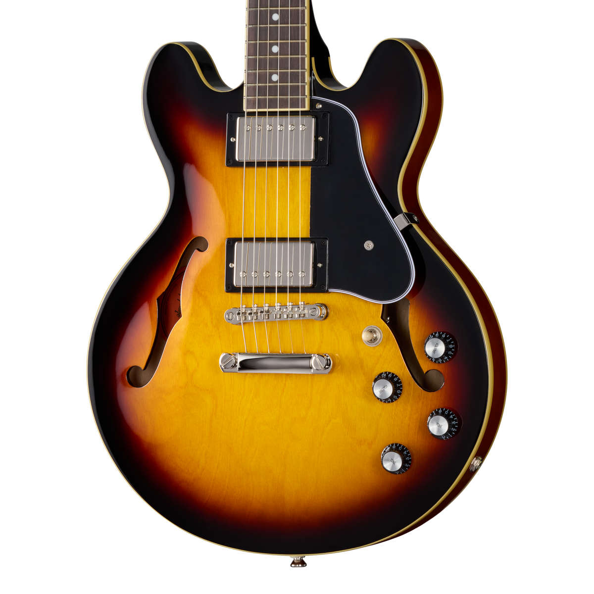 Front of Epiphone ES-339 Vintage Sunburst.