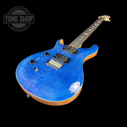 Front angle of PRS Paul Reed Smith SE Custom 24-08 Lefty Limited Faded Blue.