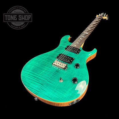 Front angle of PRS Paul Reed Smith SE CE24 Turquoise.