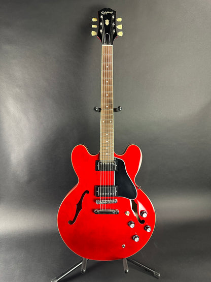 Full front shot of Used Epiphone ES-335 Cherry.