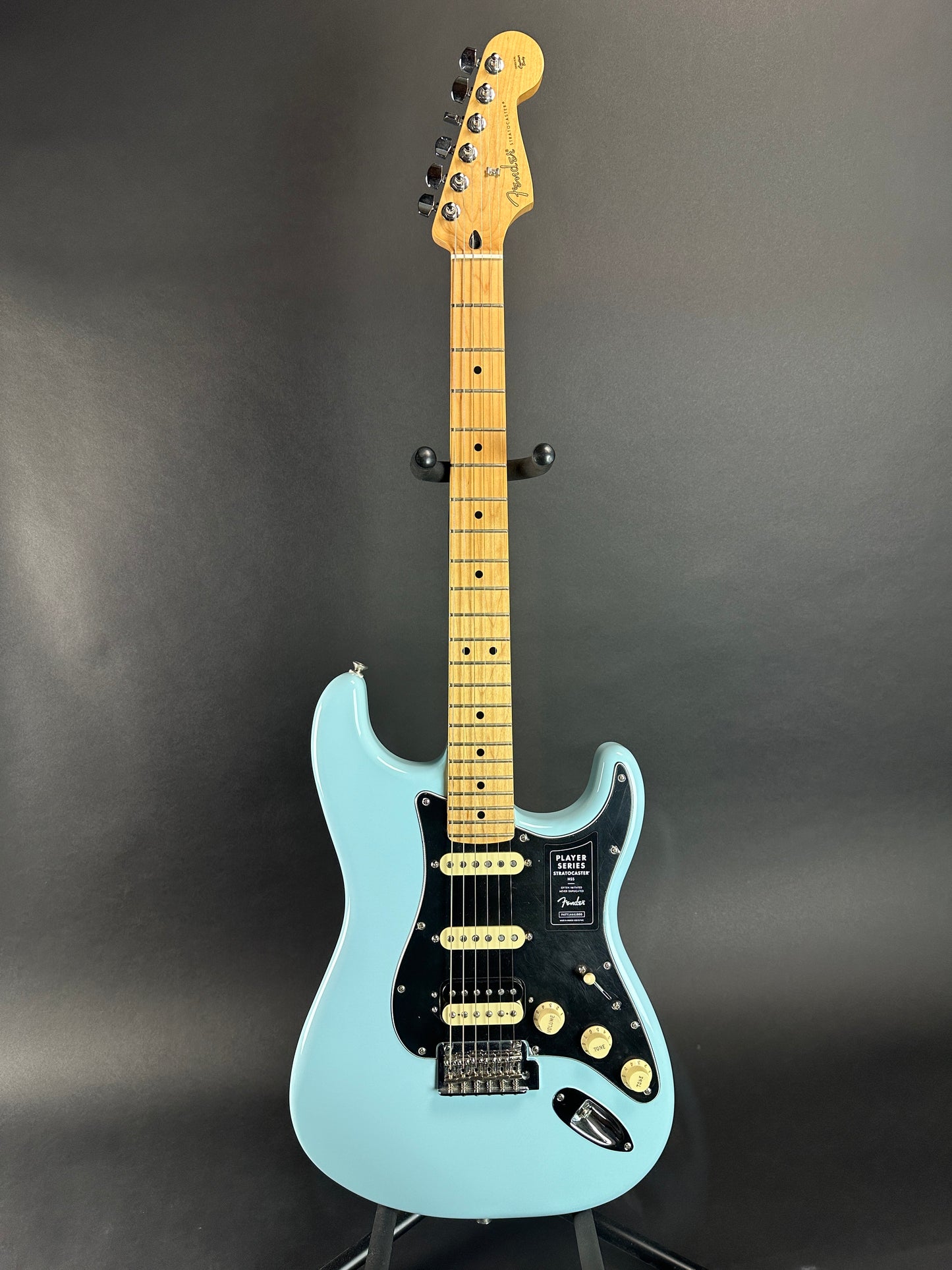 Full front of Used Fender FSR Player Strat HSS Sonic Blue.