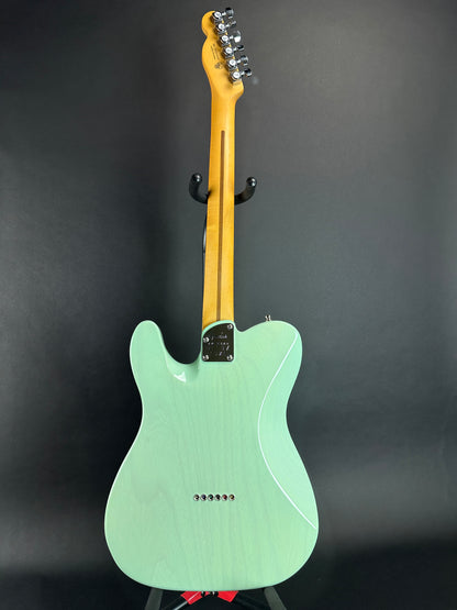 Full back of Used Fender Ultra Luxe Tele RW Surf Green.