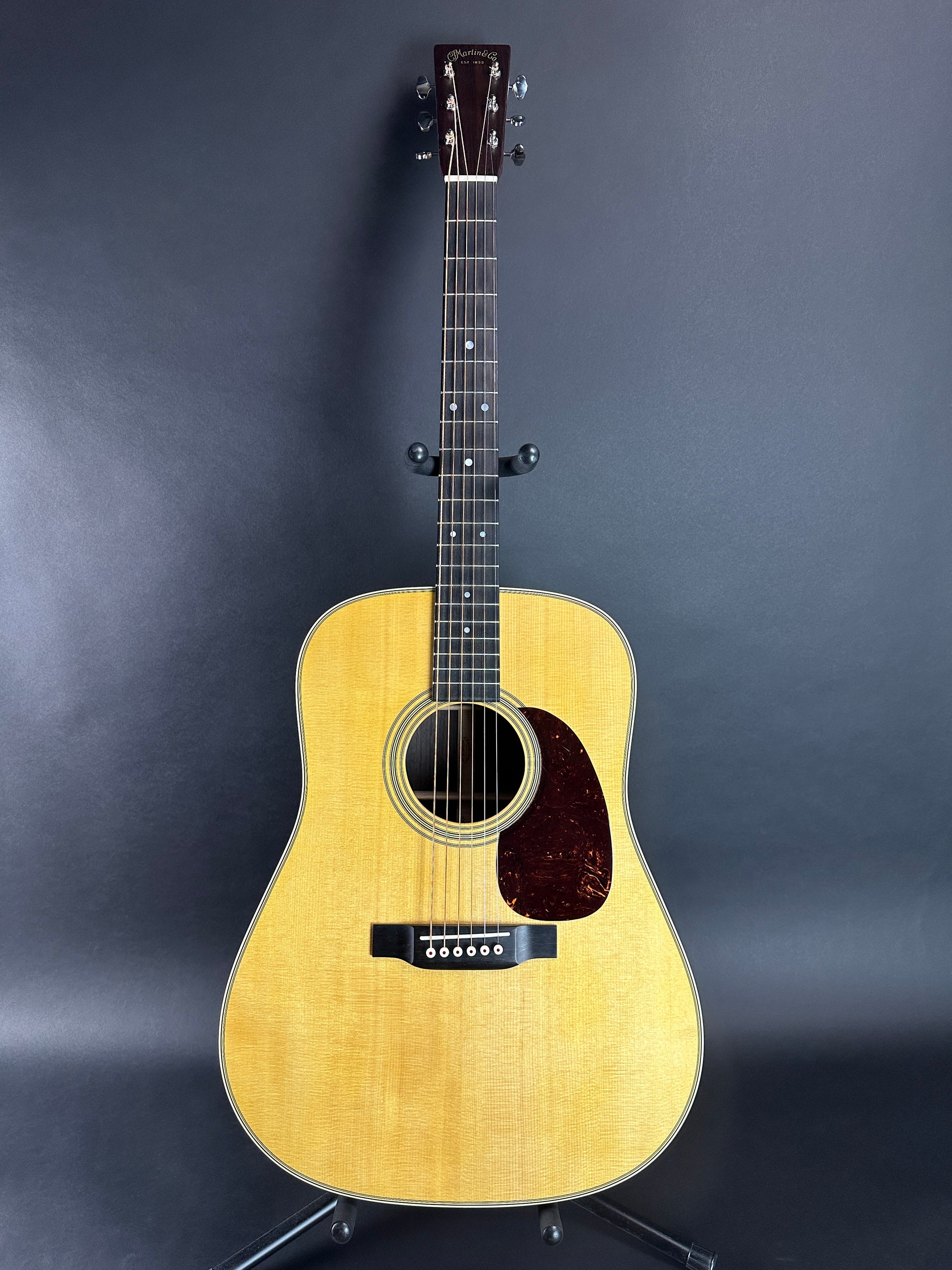 Full front of Used Martin D-28 Natural.