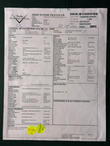 Fender Custom Shop Spec Sheet with text and a yellow circle with text on a black background
