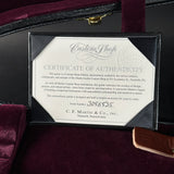 Certificate of authenticity for Martin Custom Shop  28 Style Dread Adirondack/Wild Grain East Indian Rosewood.